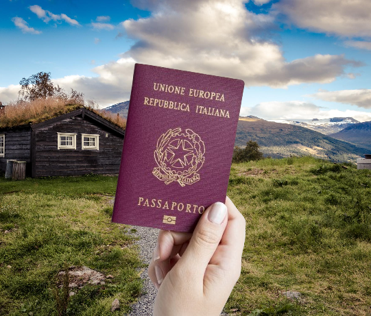 Italian Passport on enviromental background | Italian Domestic Work Visa