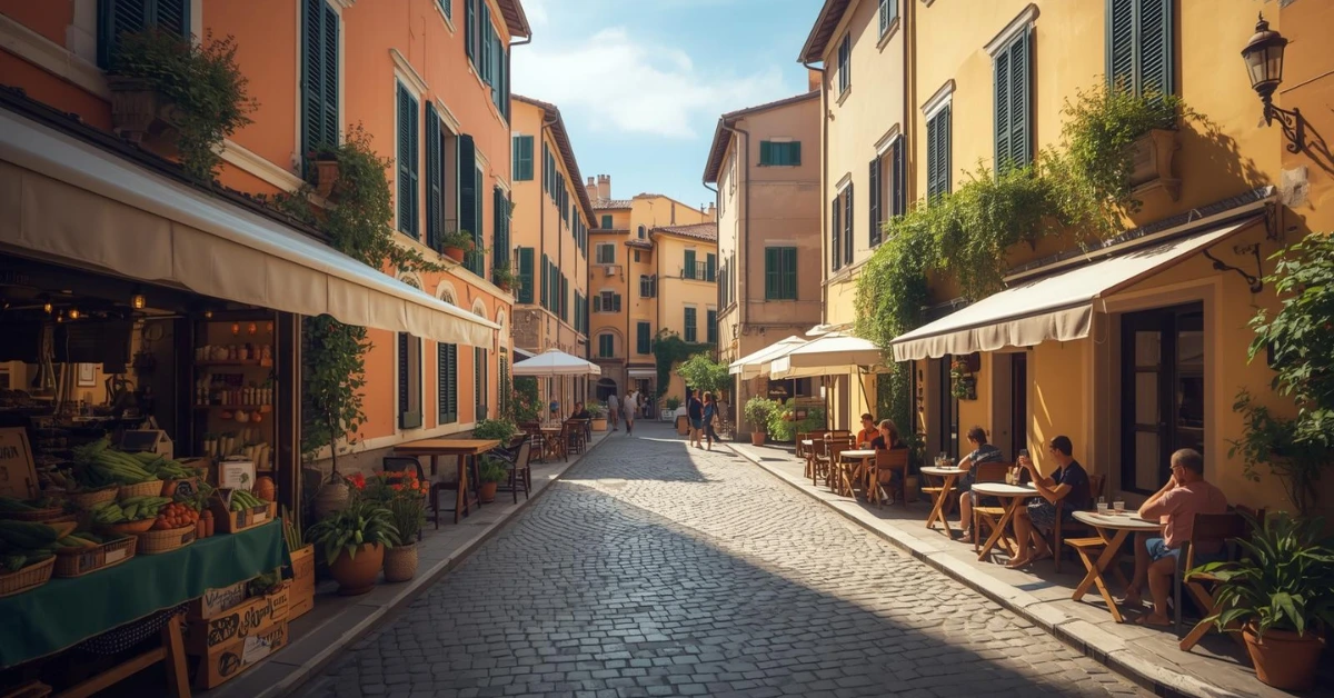 Scenic Italian village representing the benefits of small municipalities in Italy, with colorful houses, cobblestone streets, and peaceful lifestyle.