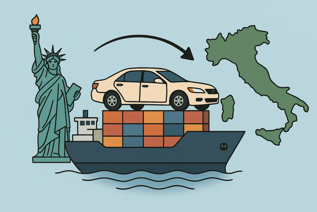 Thinking of bringing your car to Italy? Learn how to import a car from the USA to Italy with this complete guide. Shipping options, import taxes, documents, registration process, and cost breakdown explained.