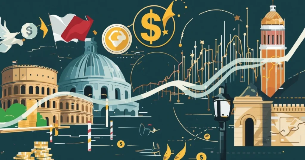 Visual representation of the Italian Golden Visa showing Italy’s landmarks and investment opportunities